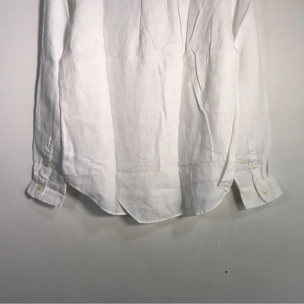 Ralph Lauren Linen Log Sleeve Button Up Shirt, Boy's Size XL 18/20 - White